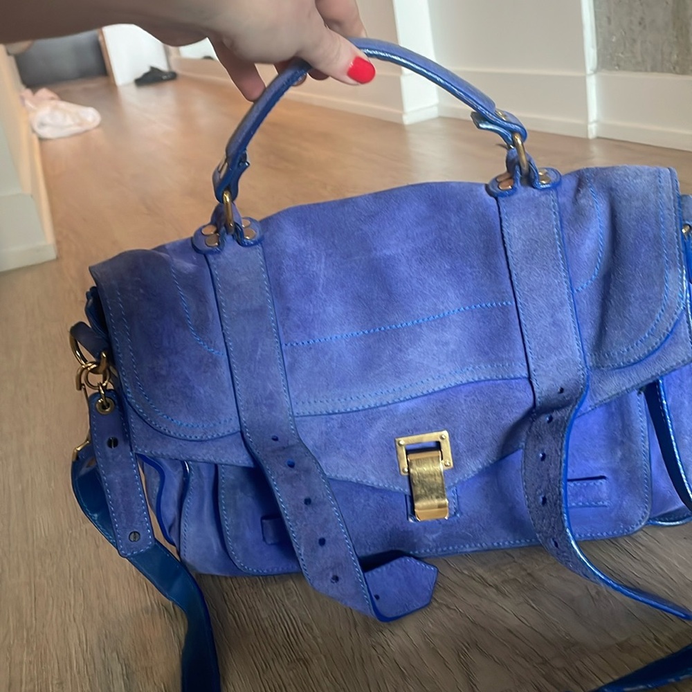 Proenza Schouler blue suede bag